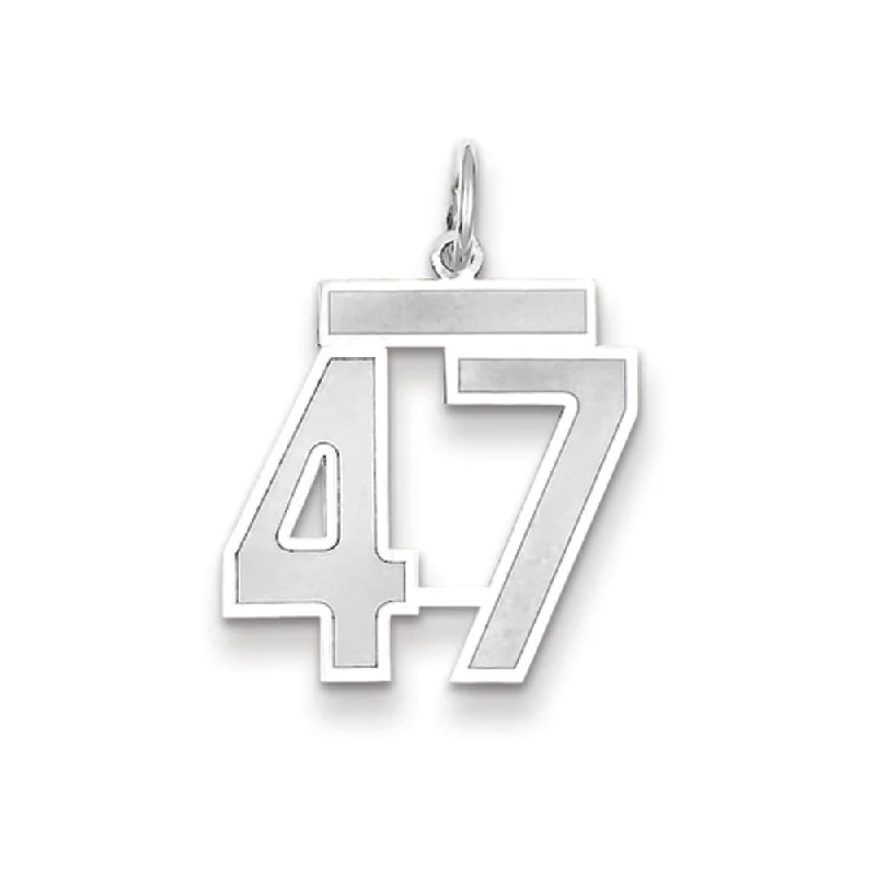 14k White Gold, Jersey Collection, Medium Number 47 Pendant