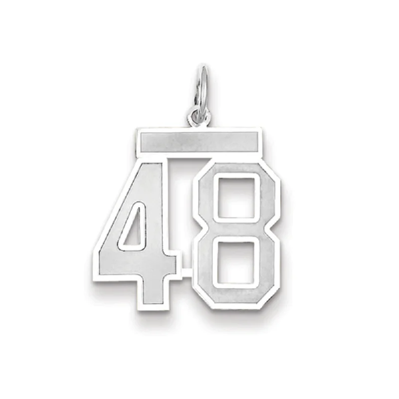 14k White Gold, Jersey Collection, Medium Number 48 Pendant