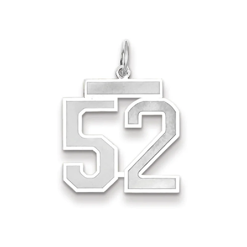 14k White Gold, Jersey Collection, Medium Number 52 Pendant