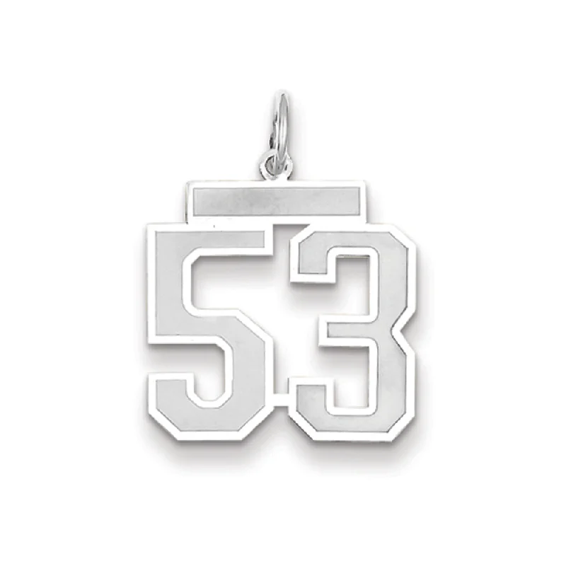 14k White Gold, Jersey Collection, Medium Number 53 Pendant