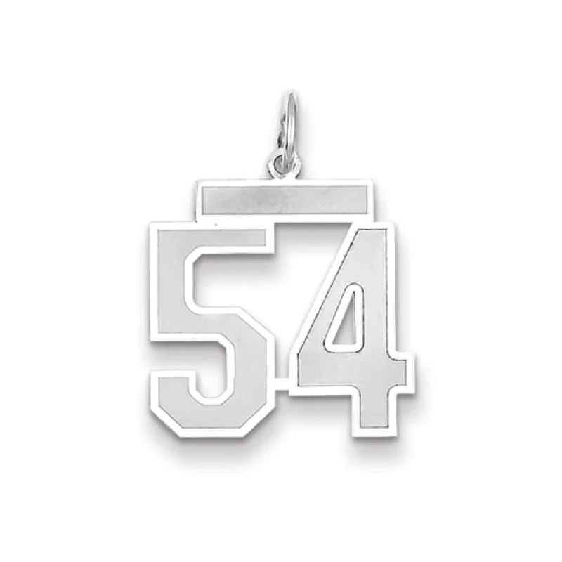 14k White Gold, Jersey Collection, Medium Number 54 Pendant