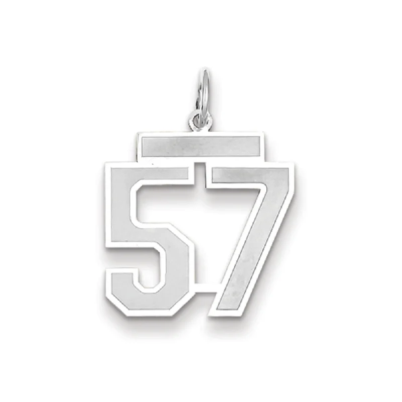 14k White Gold, Jersey Collection, Medium Number 57 Pendant