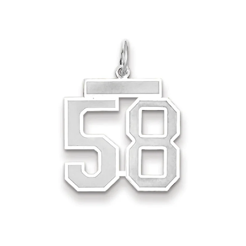 14k White Gold, Jersey Collection, Medium Number 58 Pendant