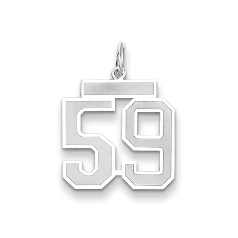 14k White Gold, Jersey Collection, Medium Number 59 Pendant