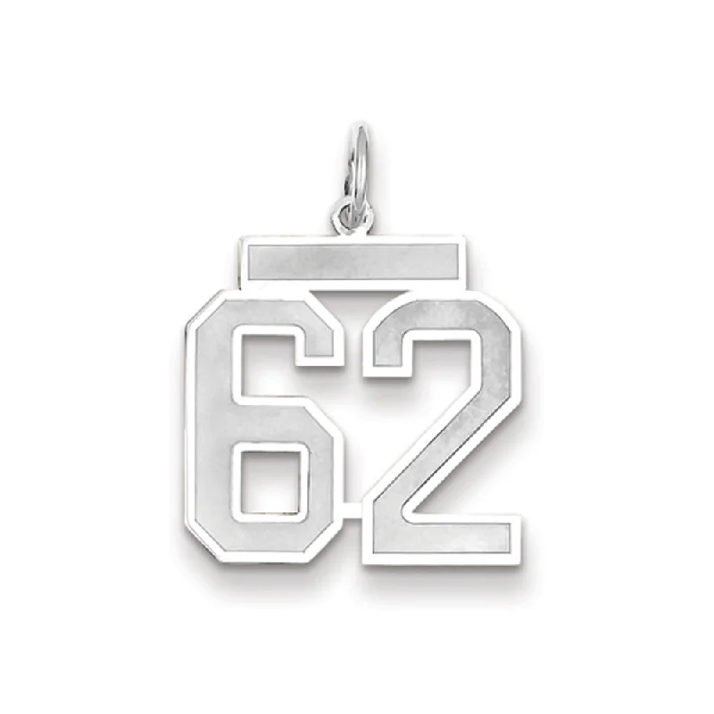 14k White Gold, Jersey Collection, Medium Number 62 Pendant