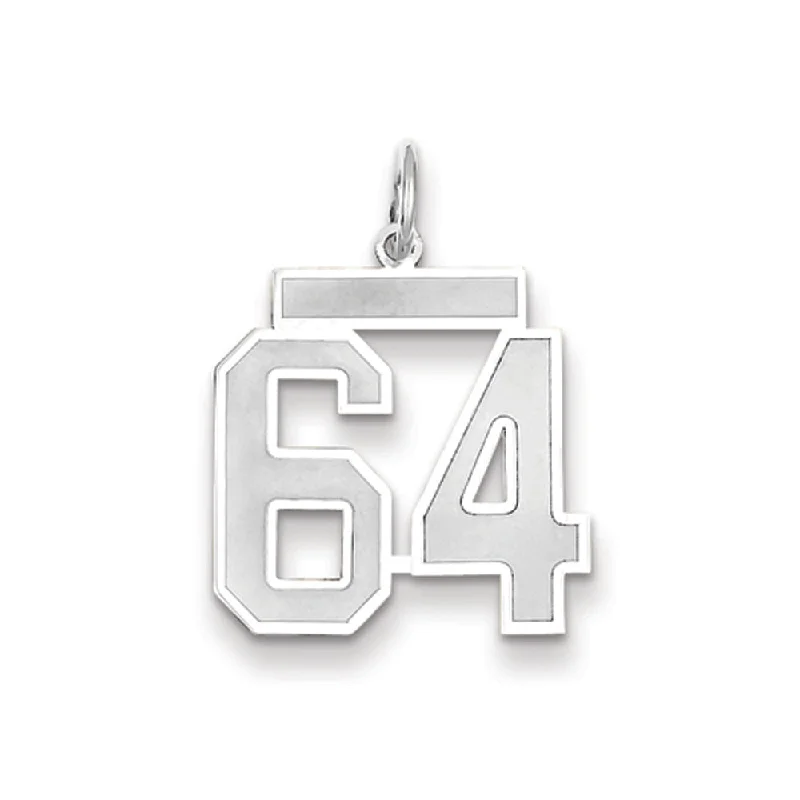 14k White Gold, Jersey Collection, Medium Number 64 Pendant