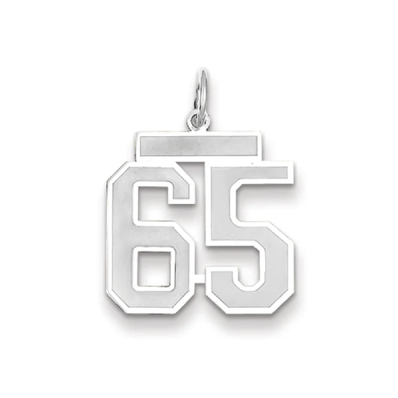 14k White Gold, Jersey Collection, Medium Number 65 Pendant