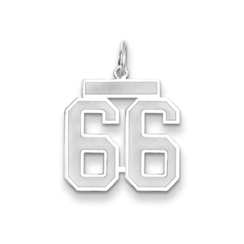 14k White Gold, Jersey Collection, Medium Number 66 Pendant