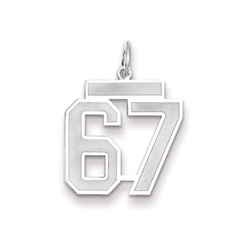 14k White Gold, Jersey Collection, Medium Number 67 Pendant