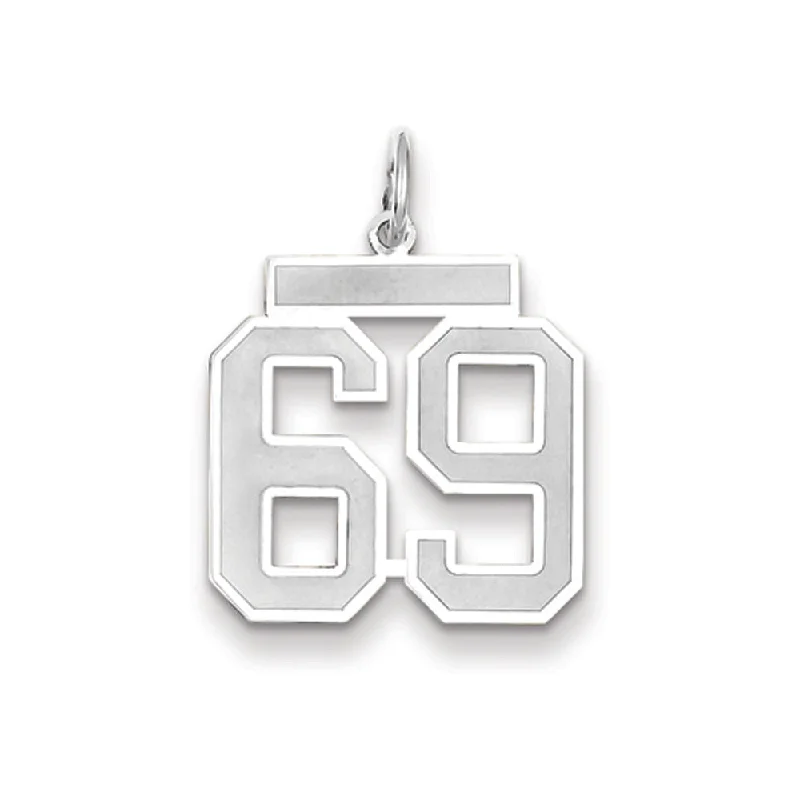 14k White Gold, Jersey Collection, Medium Number 69 Pendant