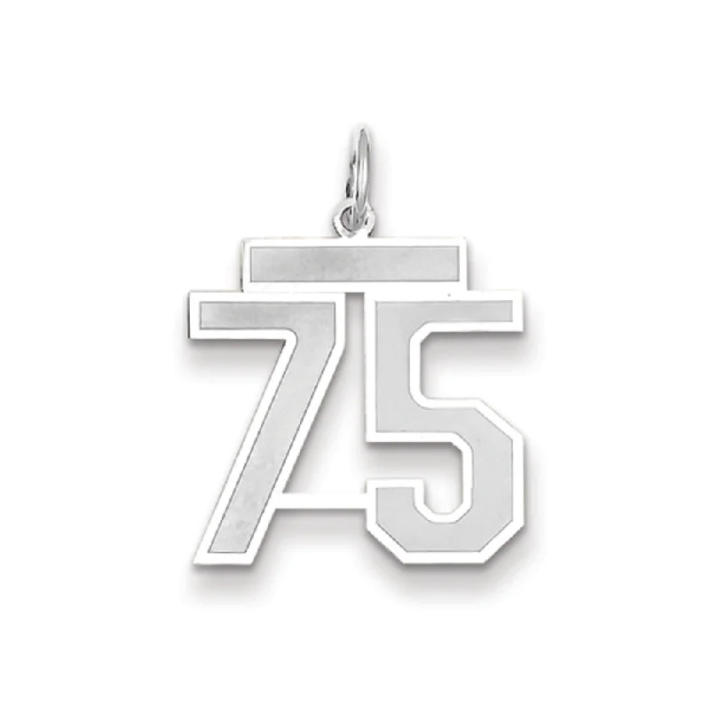 14k White Gold, Jersey Collection, Medium Number 75 Pendant