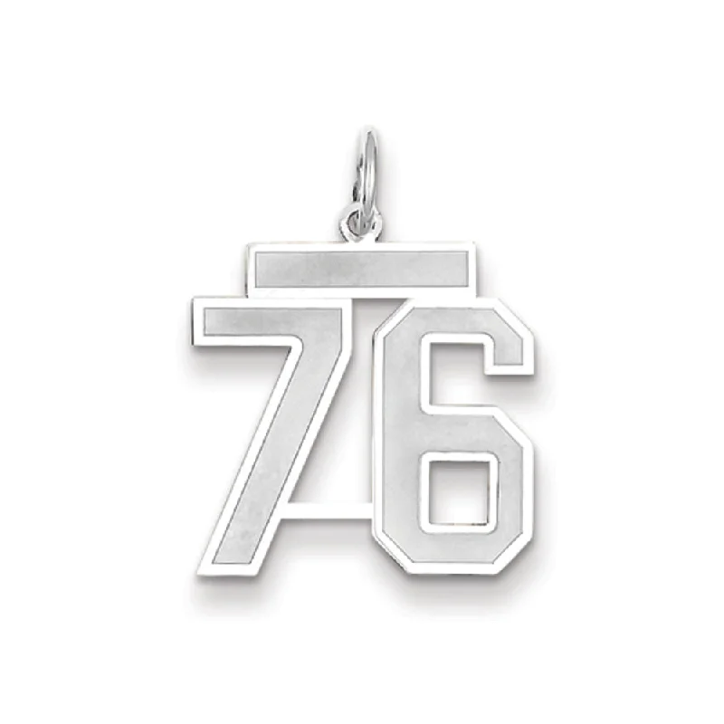 14k White Gold, Jersey Collection, Medium Number 76 Pendant