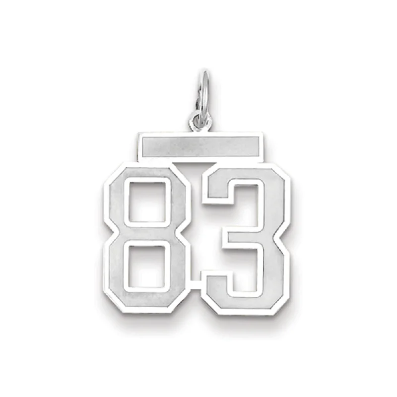 14k White Gold, Jersey Collection, Medium Number 83 Pendant