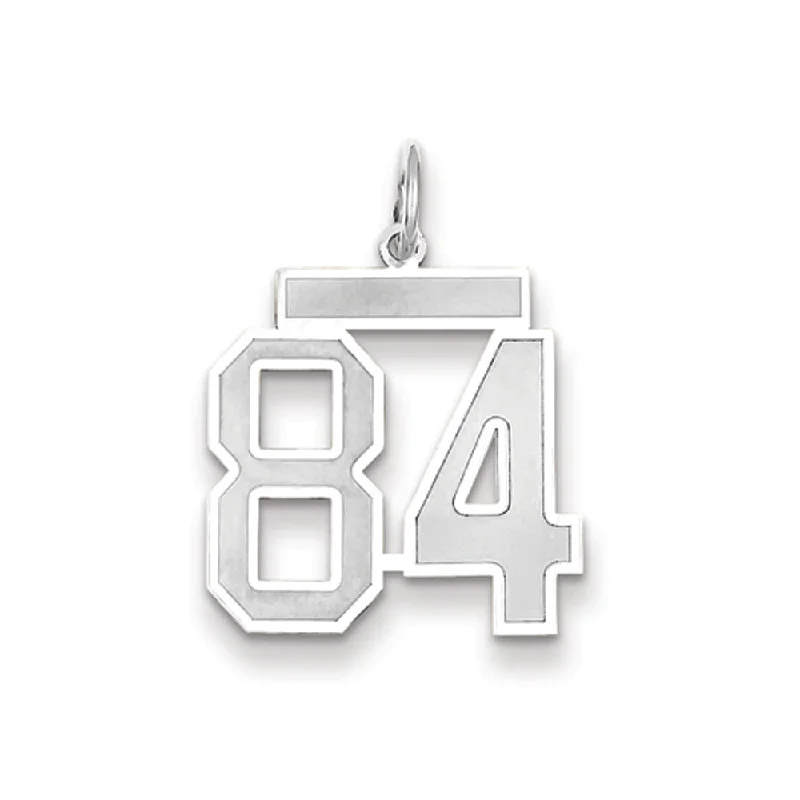 14k White Gold, Jersey Collection, Medium Number 84 Pendant