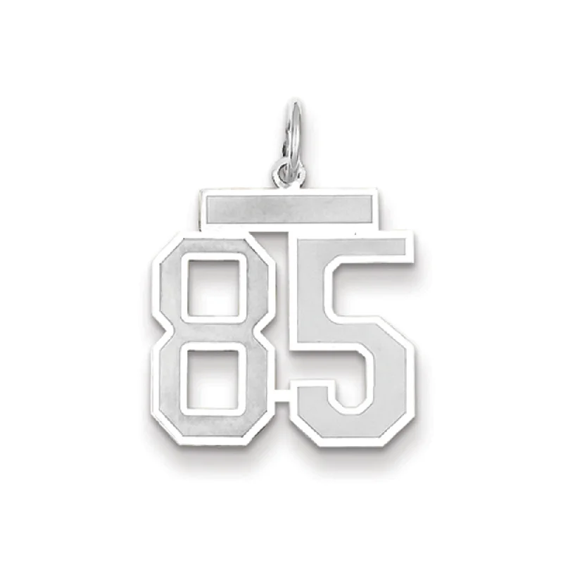 14k White Gold, Jersey Collection, Medium Number 85 Pendant