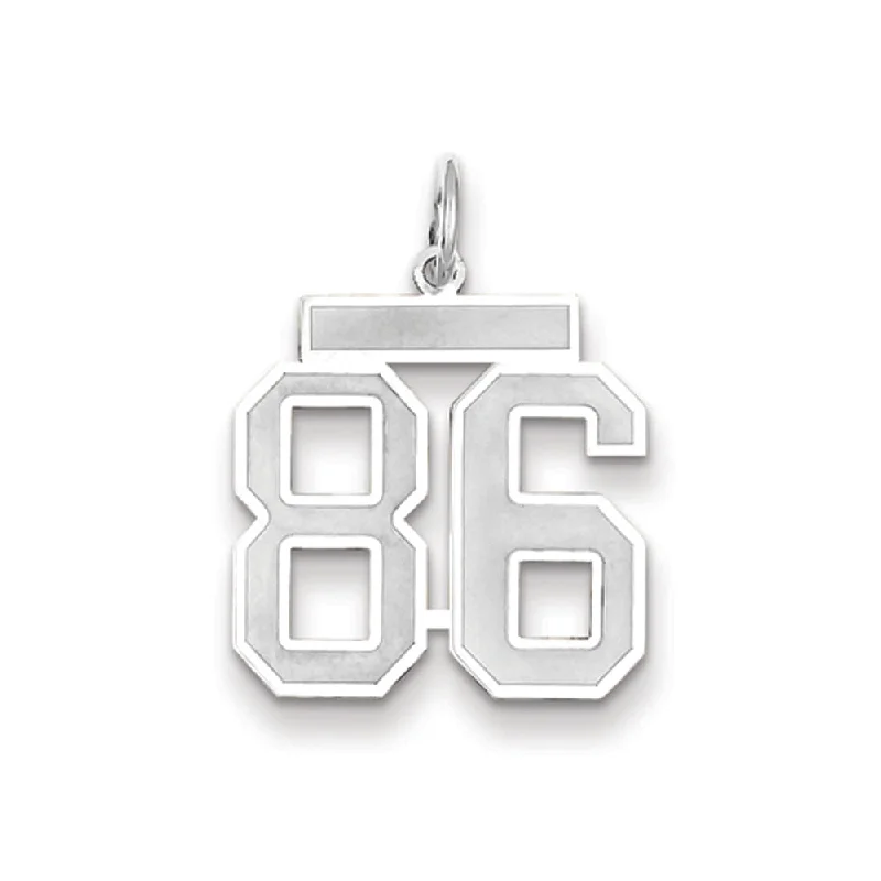 14k White Gold, Jersey Collection, Medium Number 86 Pendant