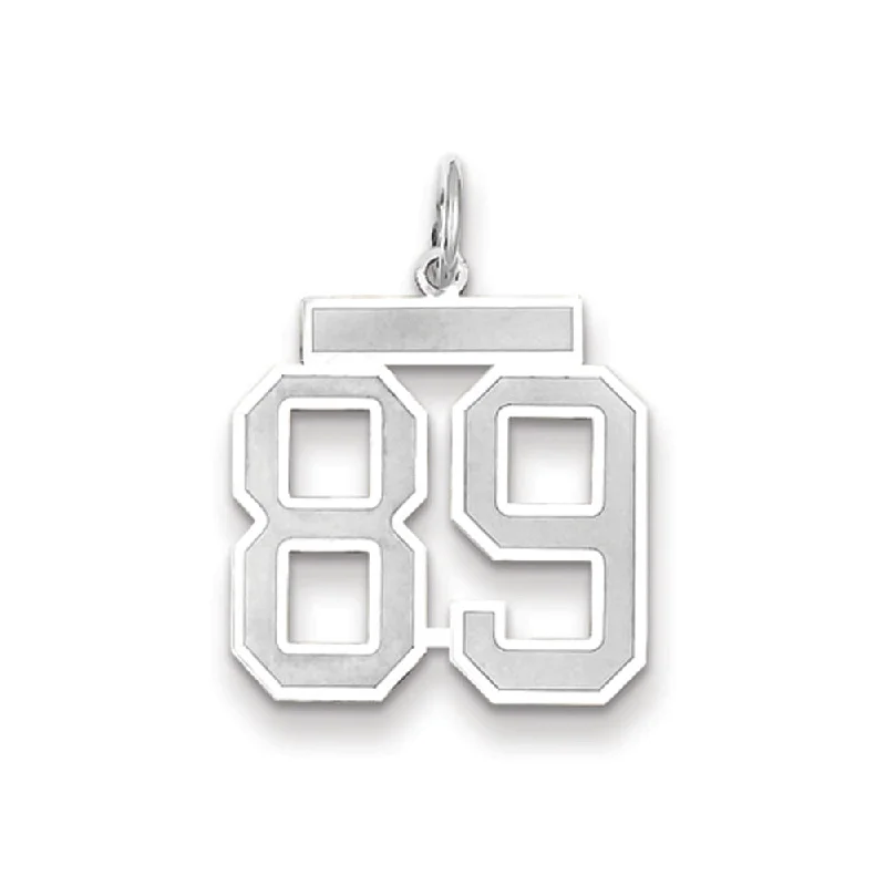 14k White Gold, Jersey Collection, Medium Number 89 Pendant