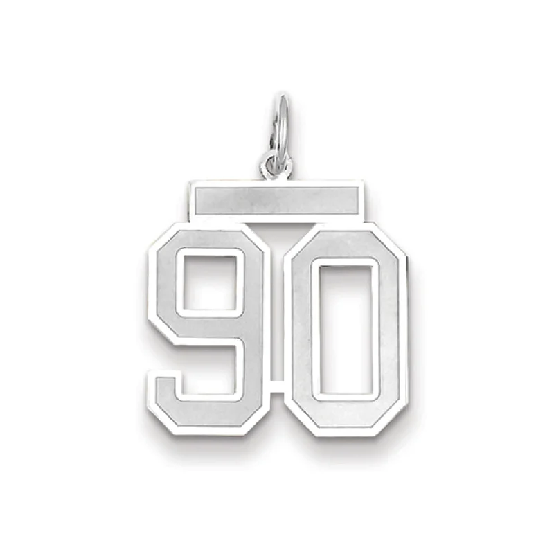 14k White Gold, Jersey Collection, Medium Number 90 Pendant