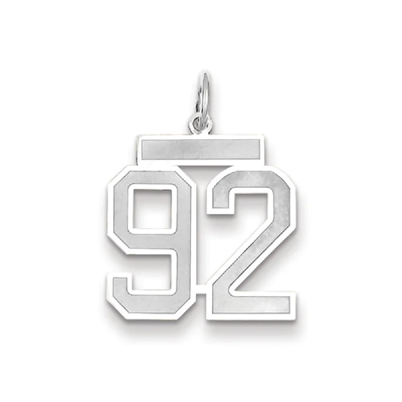 14k White Gold, Jersey Collection, Medium Number 92 Pendant