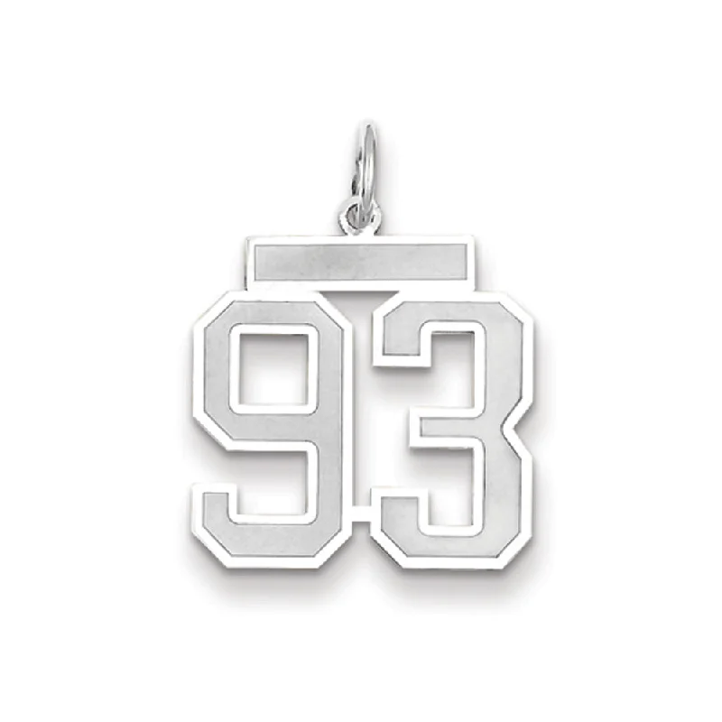 14k White Gold, Jersey Collection, Medium Number 93 Pendant