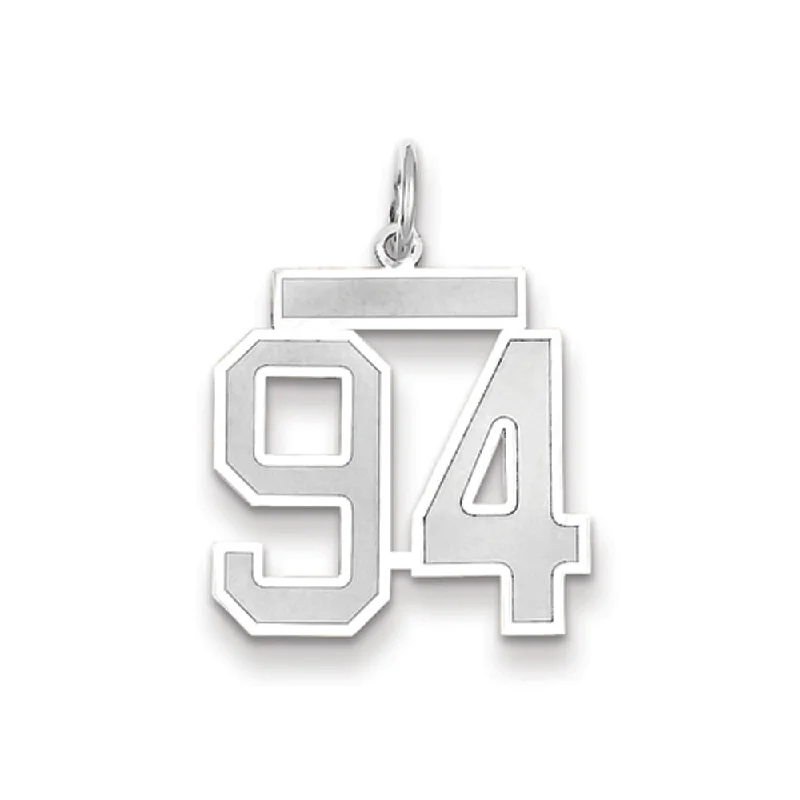 14k White Gold, Jersey Collection, Medium Number 94 Pendant