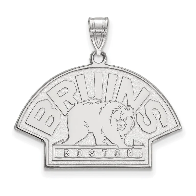 14k White Gold NHL Boston Bruins Large Pendant