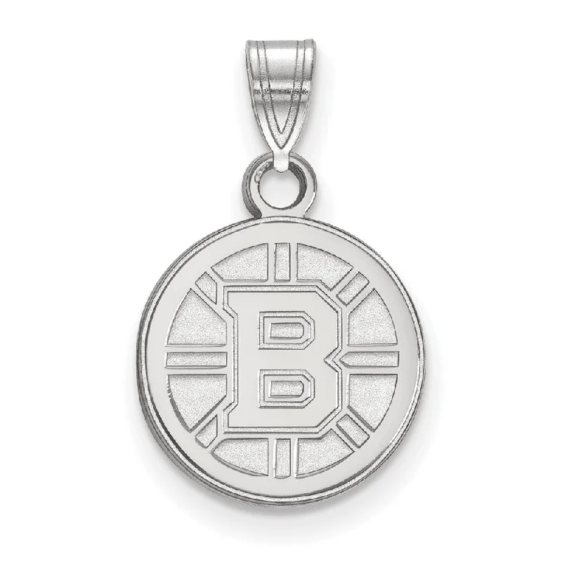 14k White Gold NHL Boston Bruins Small Disc Pendant