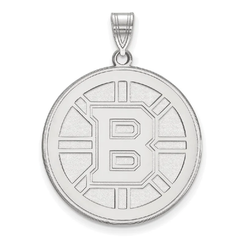 14k White Gold NHL Boston Bruins XL Disc Pendant