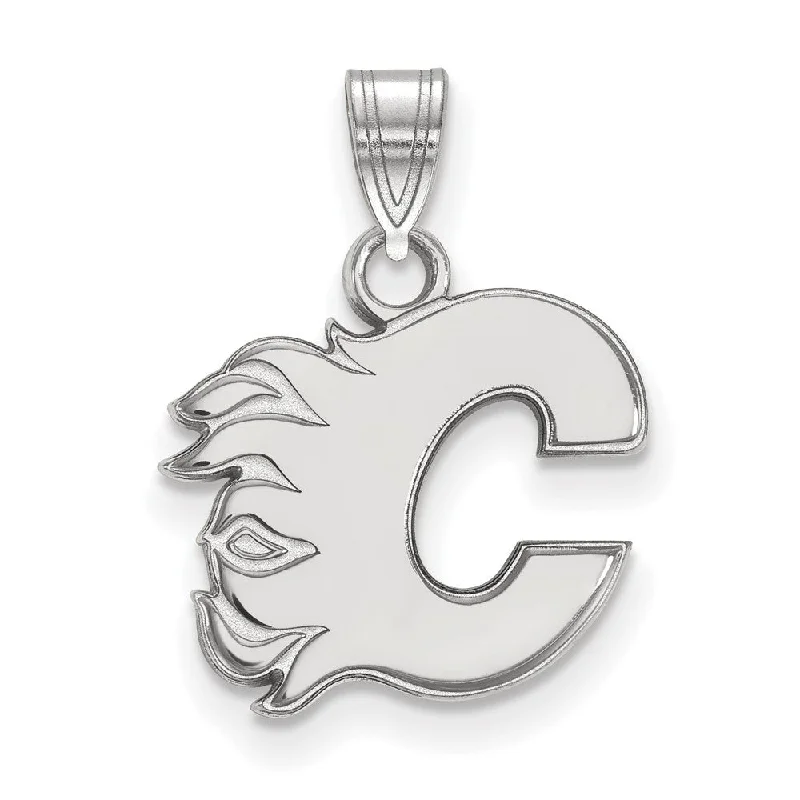 14k White Gold NHL Calgary Flames Small Pendant