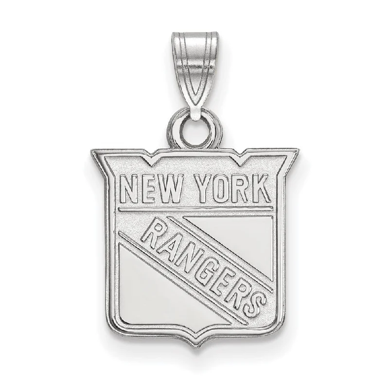 14k White Gold NHL New York Rangers Small Pendant