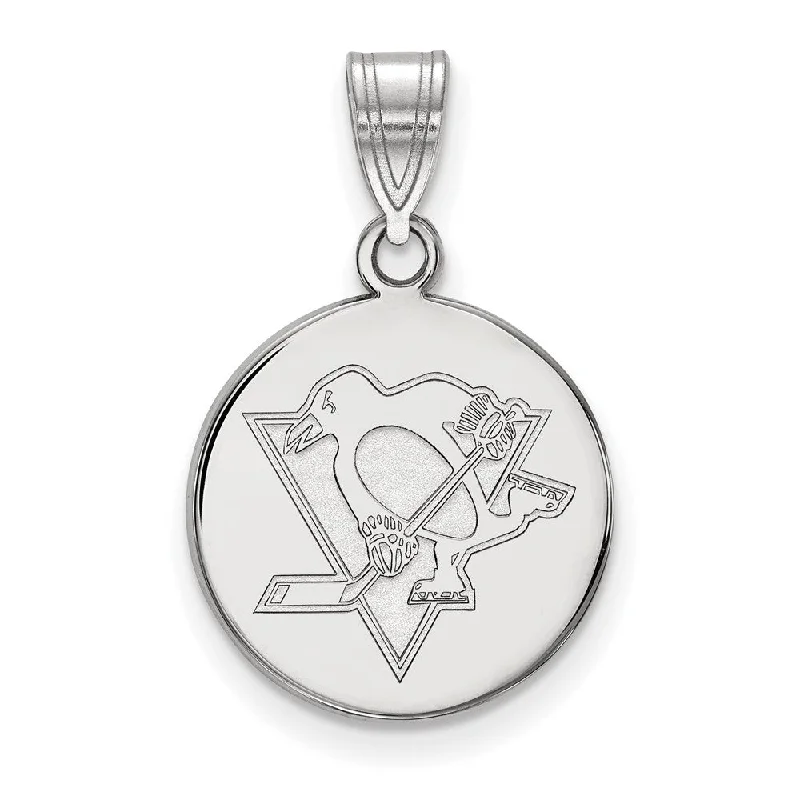 14k White Gold NHL Pittsburgh Penguins Medium Disc Pendant