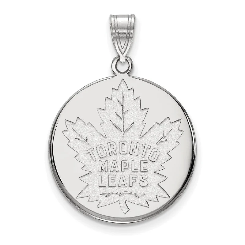 14k White Gold NHL Toronto Maple Leafs Large Disc Pendant