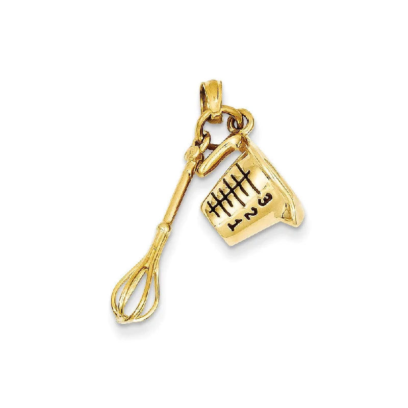 14k Yellow Gold and Enamel 3D Measuring Cup and Whisk