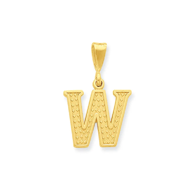 14k Yellow Gold, Ashley Collection, Textured Initial W Pendant