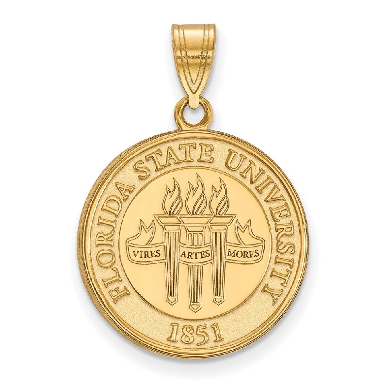 14K Yellow Gold Florida State University Large Crest Pendant