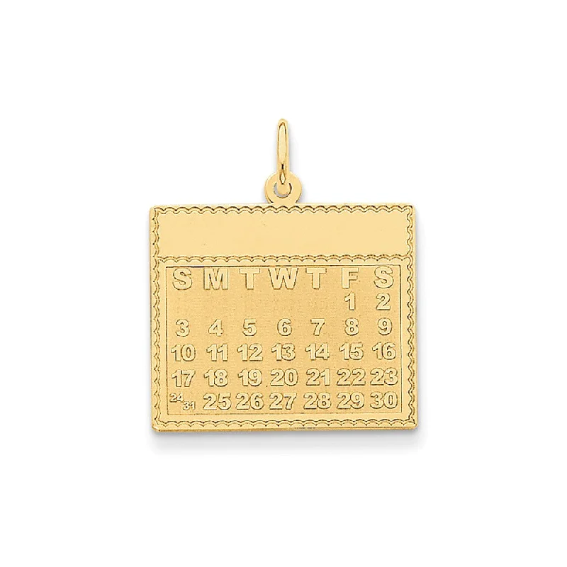 14k Yellow Gold Friday Start Perpetual Calendar Charm or Pendant, 22mm