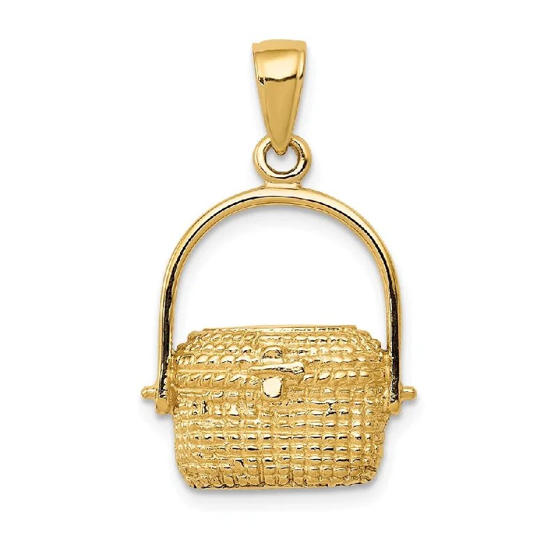 14k Yellow Gold Large 2D Nantucket Basket Pendant