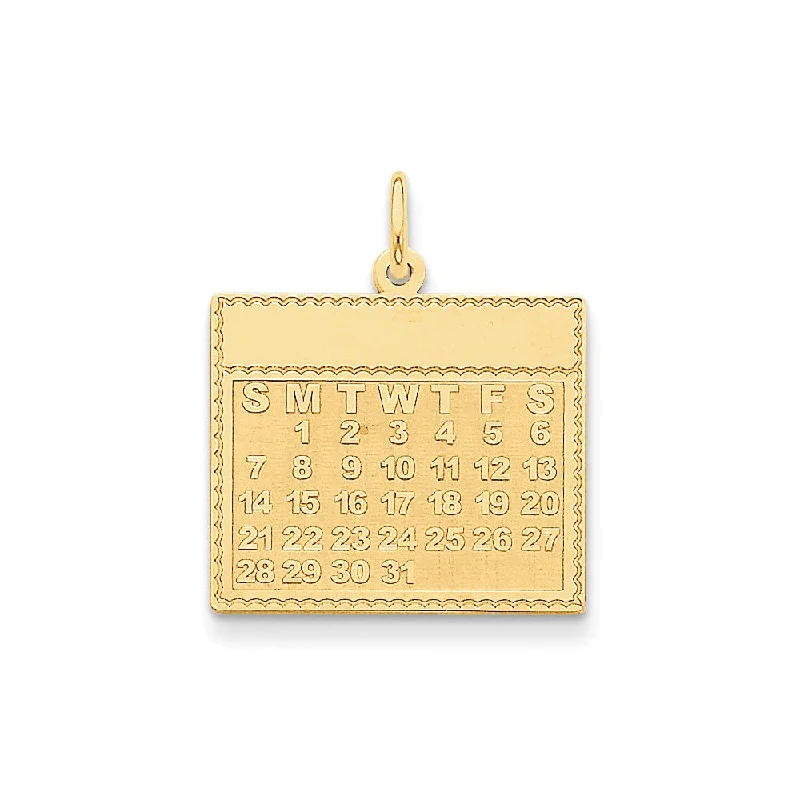 14k Yellow Gold Monday Start Perpetual Calendar Charm or Pendant, 22mm