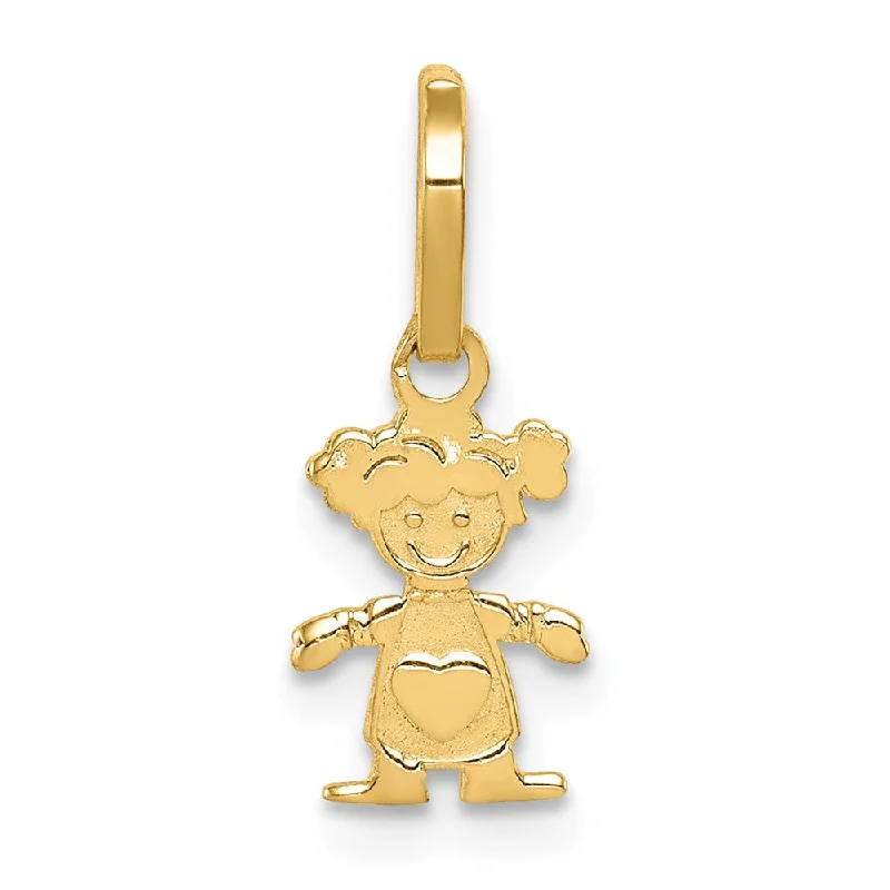 14k Yellow Gold Polished Little Girl Pendant, 7mm