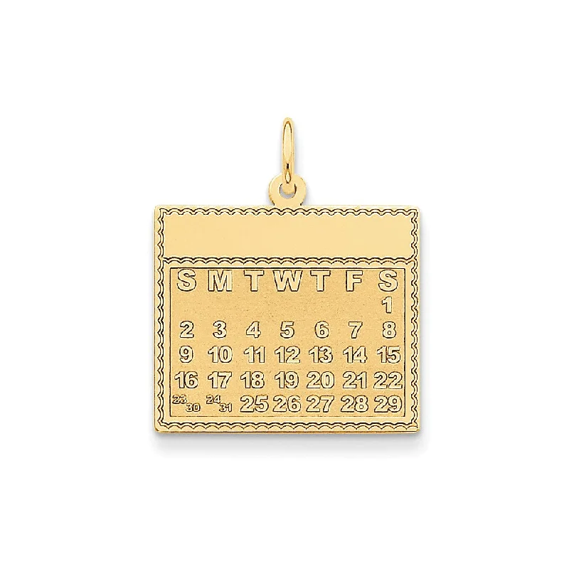 14k Yellow Gold Saturday Start Perpetual Calendar Charm Pendant, 22mm