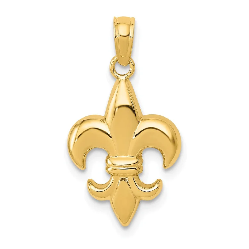 14k Yellow Gold Small Polished Fleur De Lis Pendant