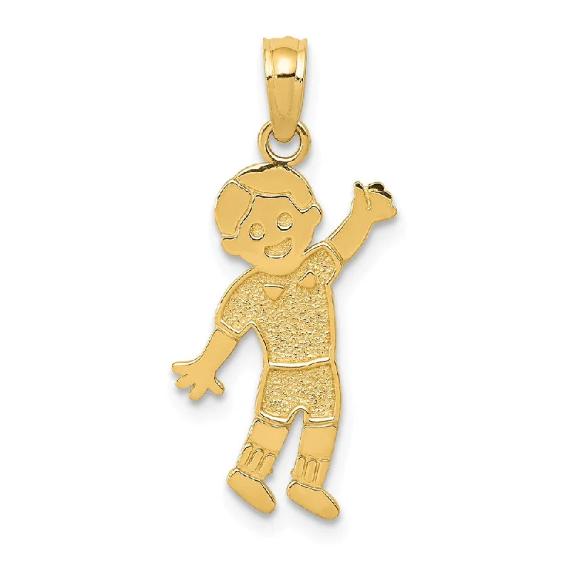 14k Yellow Gold Smiling Boy Pendant, 10mm