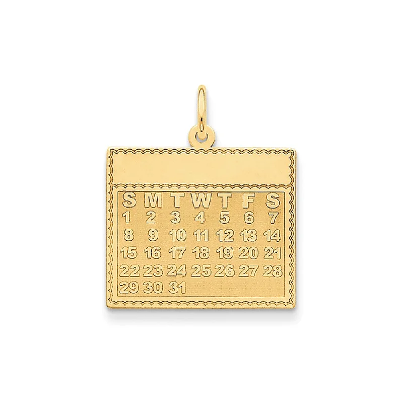 14k Yellow Gold Sunday Start Perpetual Calendar Charm or Pendant, 22mm