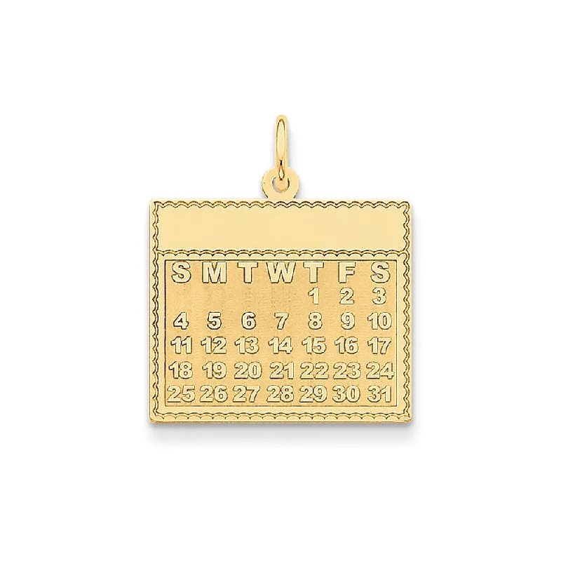 14k Yellow Gold Thursday Start Perpetual Calendar Charm Pendant, 22mm