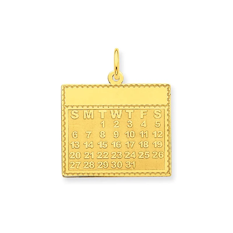 14k Yellow Gold Tuesday Start Perpetual Calendar Charm Pendant, 22mm