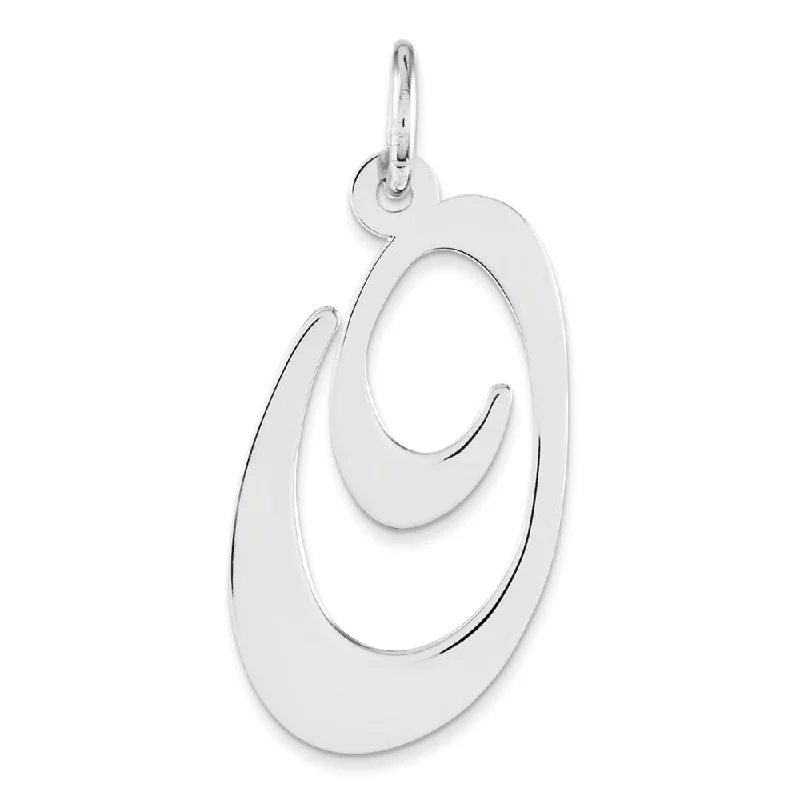 Sterling Silver, Ella Collection, LG Fancy Script Initial O Pendant