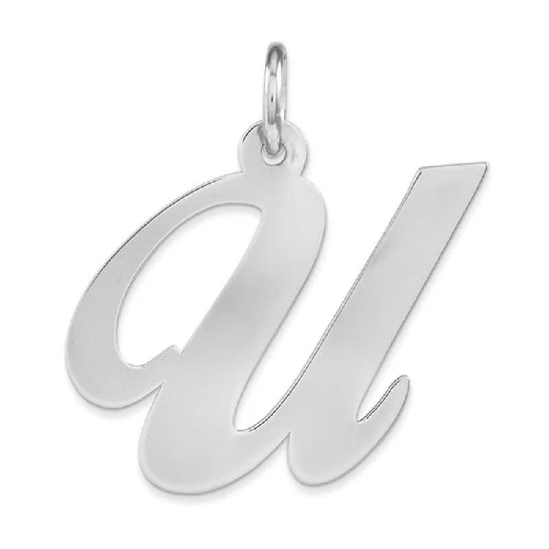 Sterling Silver, Ella Collection, LG Fancy Script Initial U Pendant