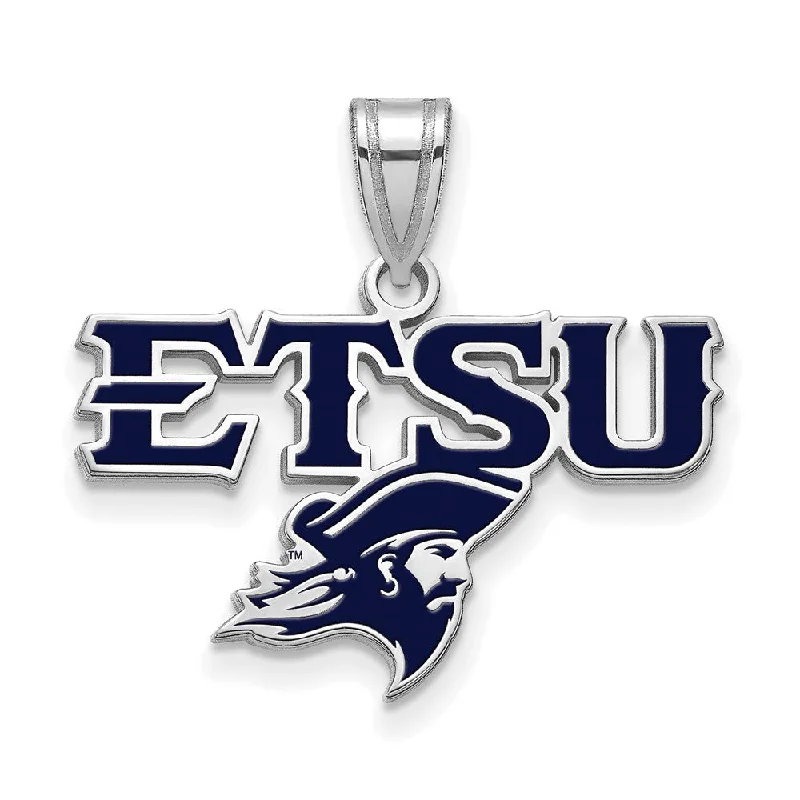 Sterling Silver Enameled East Tennessee State ETSU Medium Pendant