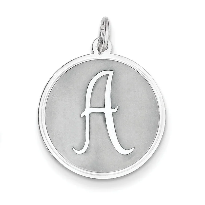 Sterling Silver, Makayla Collection, 20mm Disc Initial A Pendant