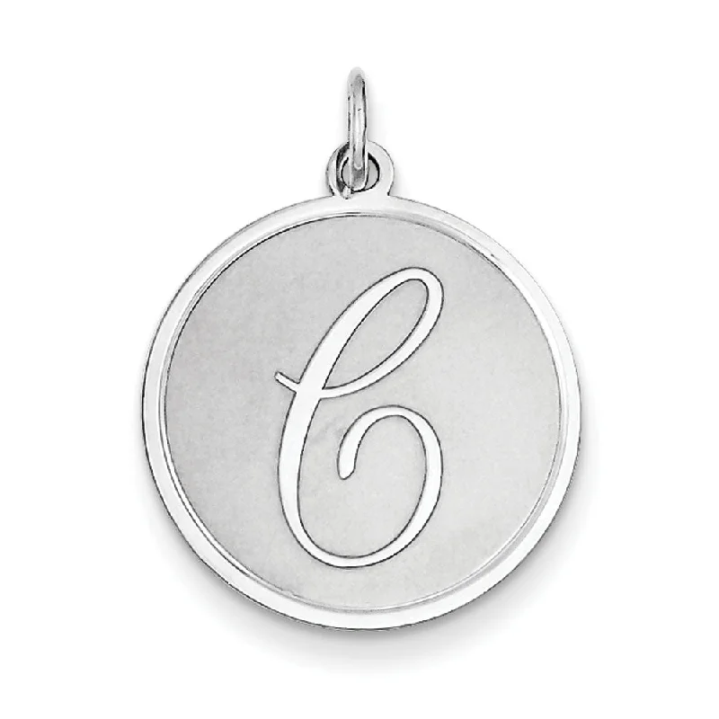 Sterling Silver, Makayla Collection, 20mm Disc Initial C Pendant